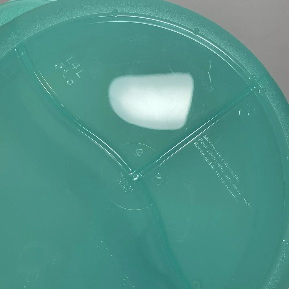 Tupperware Crystal Wave Plus #3284C Divided Container Dish w/ Lid Teal Blue Nice